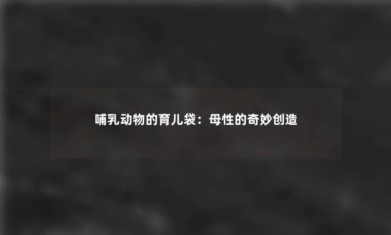 哺乳动物的育儿袋：母性的奇妙创造