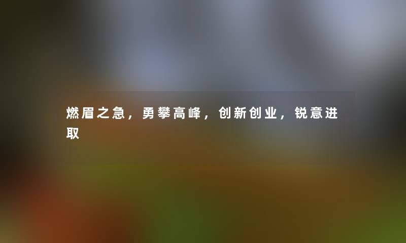 燃眉之急，勇攀高峰，创新创业，锐意进取