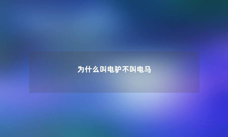 为什么叫电驴不叫电马