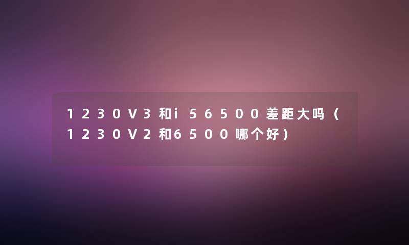 1230V3和i56500差距大吗（1230V2和6500哪个好）
