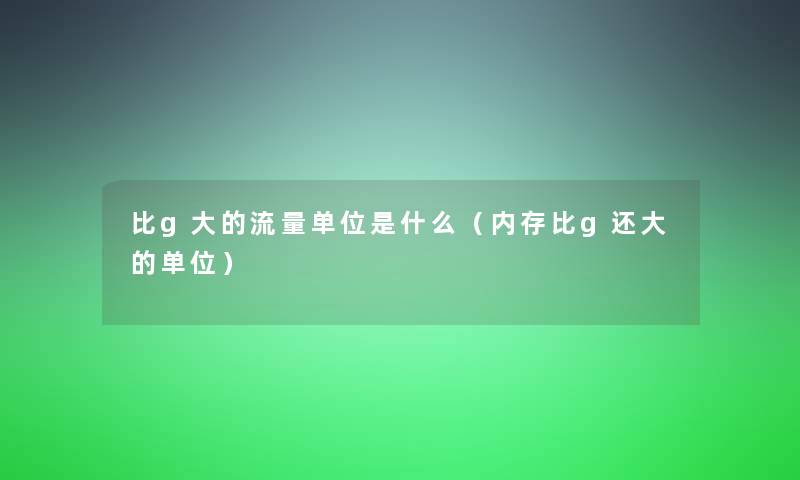 比g大的流量单位是什么(内存比g还大的单位) 比g大的流量单位是什么(内存比g还大的单位)