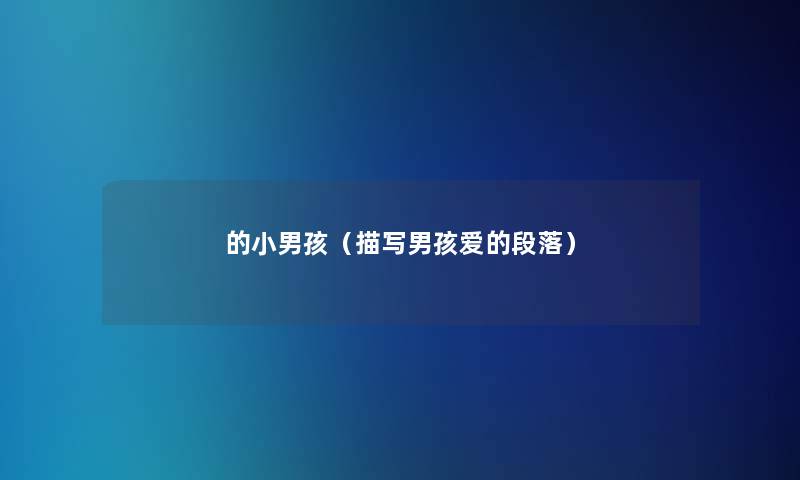 的小男孩（描写男孩爱的段落）