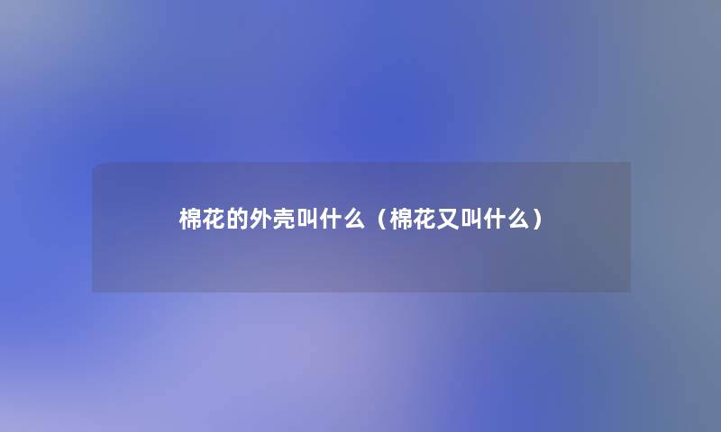 棉花的外壳叫什么(棉花又叫什么) 棉花的外壳叫什么(棉花又叫什么)