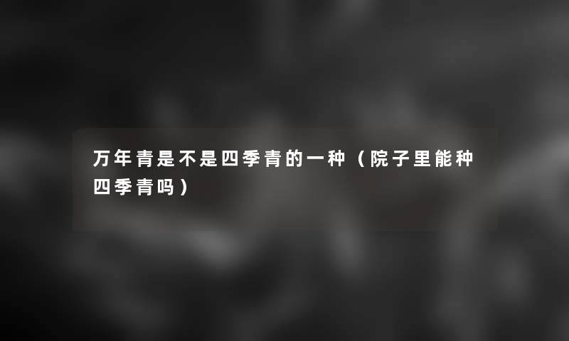 万年青是不是四季青的一种（院子里能种四季青吗）