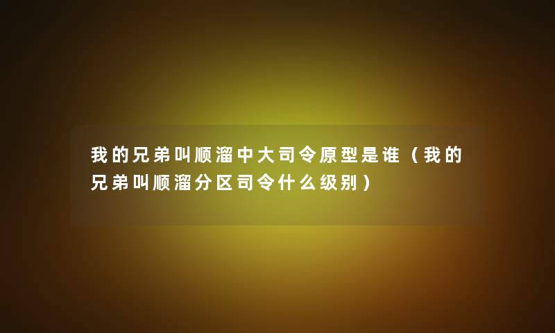 我的兄弟叫顺溜中大司令原型是谁(我的兄弟叫顺溜分区司令什么级别) 我的兄弟叫顺溜中大司令原型是谁(我的兄弟叫顺溜分区司令什么级别)