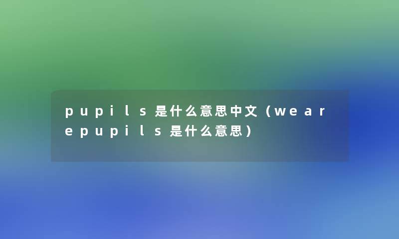pupils是什么意思中文(wearepupils是什么意思) pupils是什么意思中文(wearepupils是什么意思)