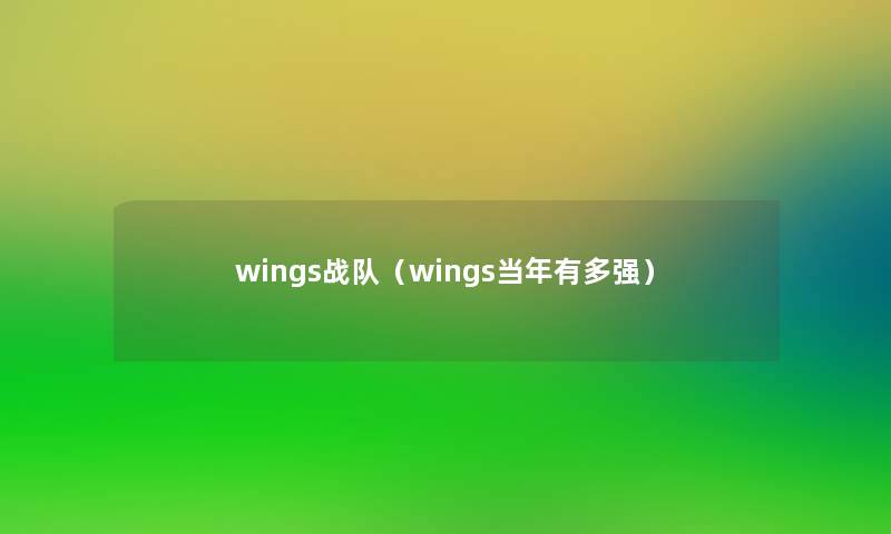 wings战队(wings当年有多强) wings战队(wings当年有多强)