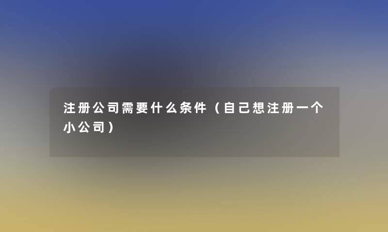 注册公司需要什么条件(自己想注册一个小公司) 注册公司需要什么条件(自己想注册一个小公司)