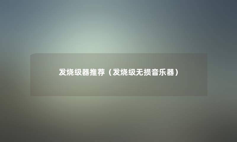 发烧级器推荐（发烧级无损音乐器）