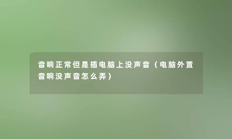 音响正常但是插电脑上没声音（电脑外置音响没声音怎么弄）