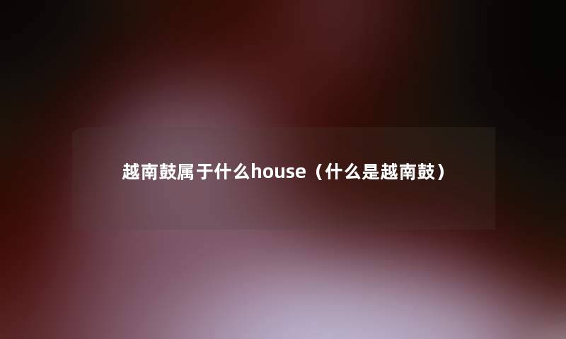 越南鼓属于什么house（什么是越南鼓）