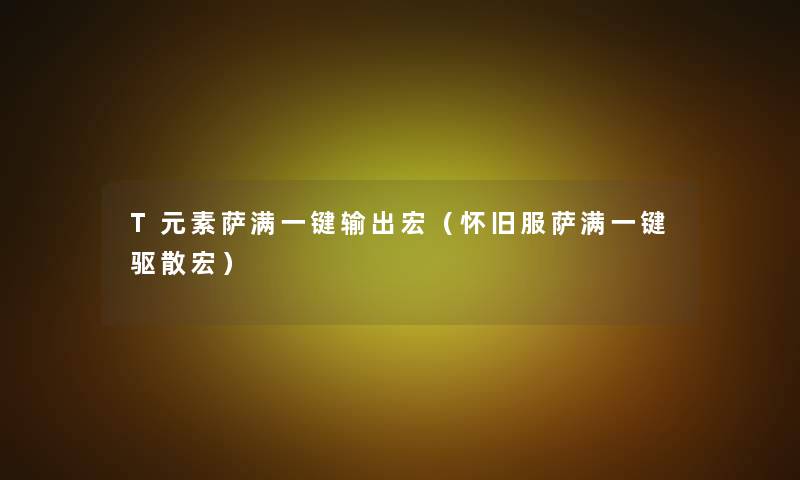 T元素萨满一键输出宏(怀旧服萨满一键驱散宏) T元素萨满一键输出宏(怀旧服萨满一键驱散宏)