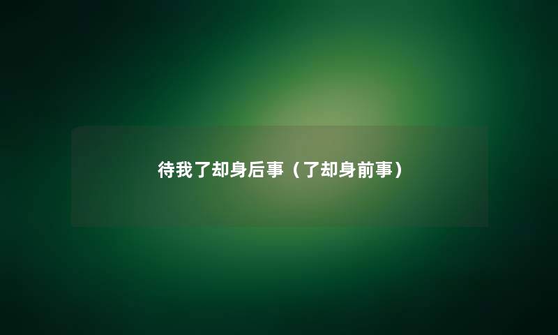 待我了却身后事(了却身前事) 待我了却身后事(了却身前事)