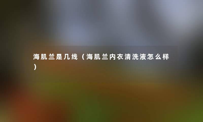 海肌兰是几线（海肌兰内衣清洗液怎么样）