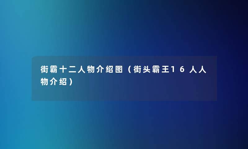 街霸十二人物介绍图(街头霸王16人人物介绍) 街霸十二人物介绍图(街头霸王16人人物介绍)