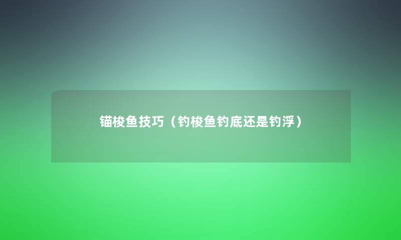 锚梭鱼技巧(钓梭鱼钓底还是钓浮) 锚梭鱼技巧(钓梭鱼钓底还是钓浮)