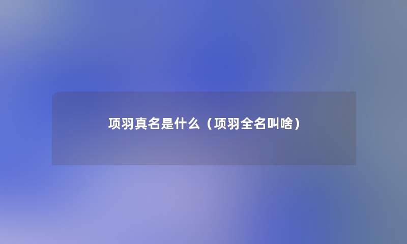 项羽真名是什么(项羽全名叫啥) 项羽真名是什么(项羽全名叫啥)