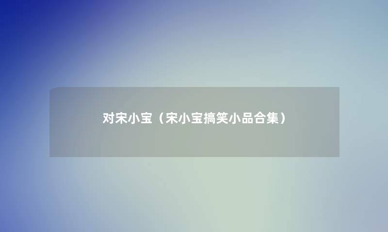 对宋小宝（宋小宝搞笑小品合集）