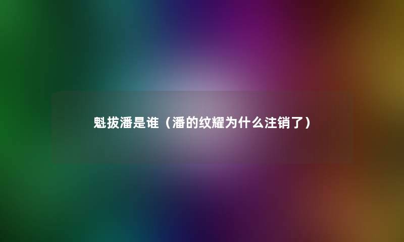 魁拔潘是谁（潘的纹耀为什么注销了）