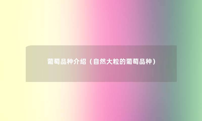葡萄品种介绍(自然大粒的葡萄品种) 葡萄品种介绍(自然大粒的葡萄品种)