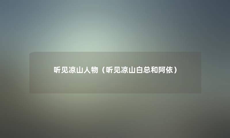 听见凉山人物（听见凉山白总和阿依）