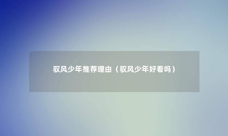 驭风少年推荐理由（驭风少年好看吗）