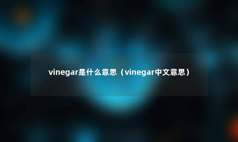 vinegar是什么意思（vinegar中文意思）
