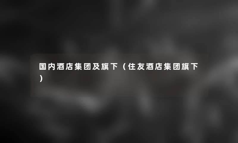 国内酒店集团及旗下（住友酒店集团旗下）