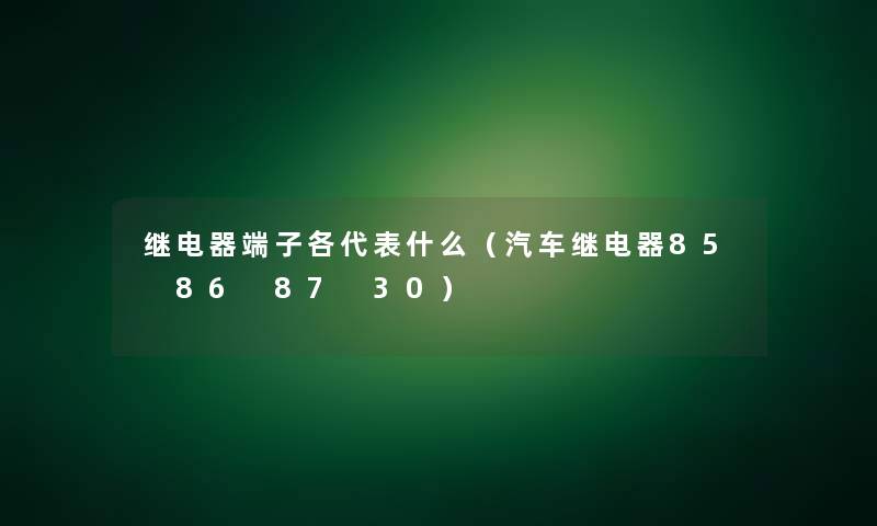 继电器端子各代表什么(汽车继电器85 86 87 30) 继电器端子各代表什么(汽车继电器85 86 87 30)