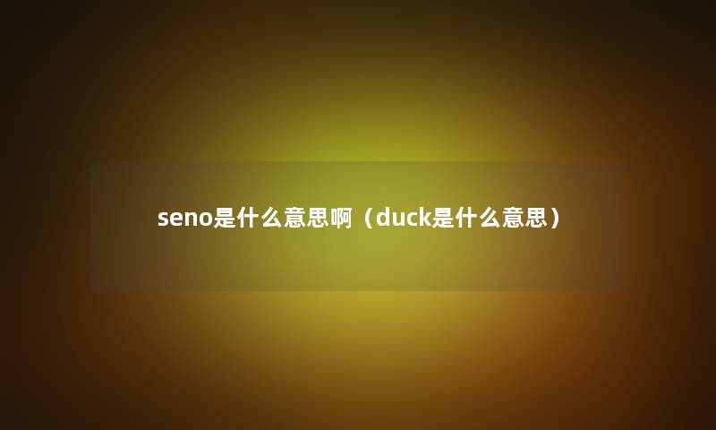 seno是什么意思啊（duck是什么意思）