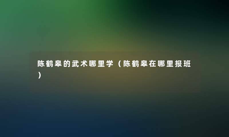 陈鹤皋的武术哪里学(陈鹤皋在哪里报班) 陈鹤皋的武术哪里学(陈鹤皋在哪里报班)