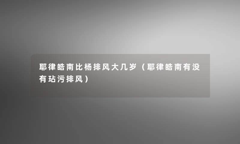 耶律皓南比杨排风大几岁（耶律皓南有没有玷污排风）