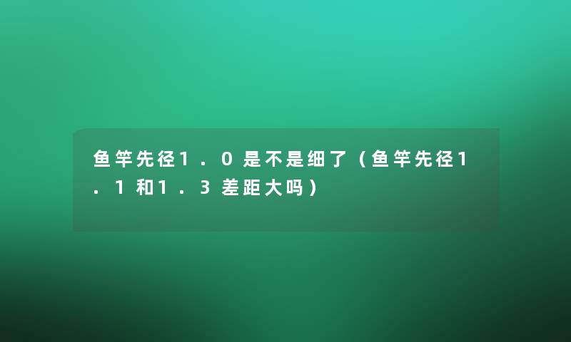 鱼竿先径1.0是不是细了(鱼竿先径1.1和1.3差距大吗) 鱼竿先径1.0是不是细了(鱼竿先径1.1和1.3差距大吗)