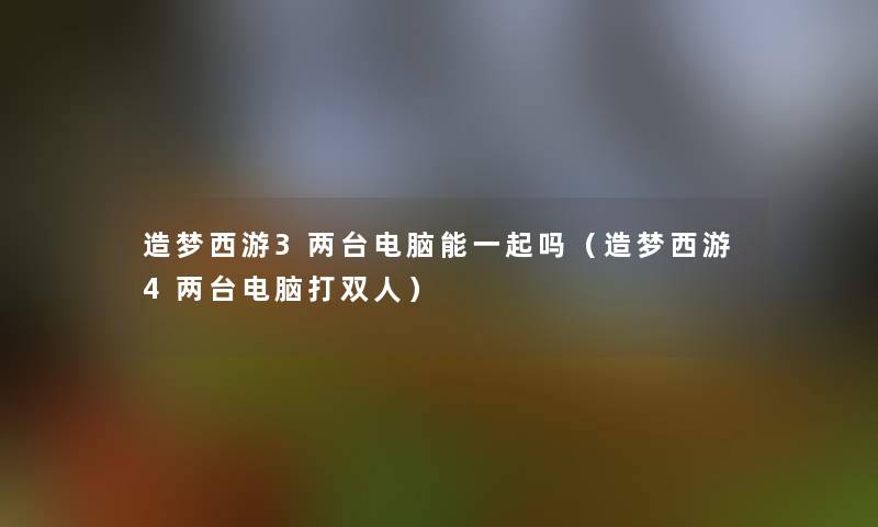 造梦西游3两台电脑能一起吗（造梦西游4两台电脑打双人）