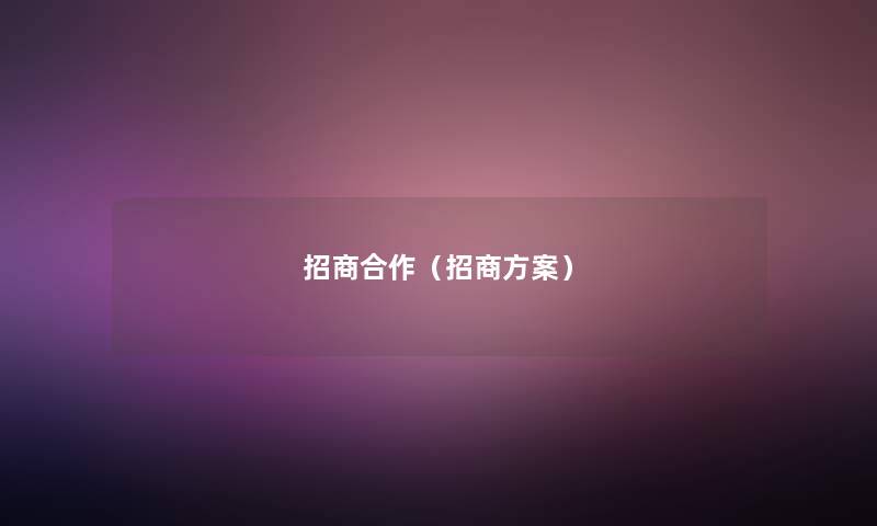 招商合作（招商方案）