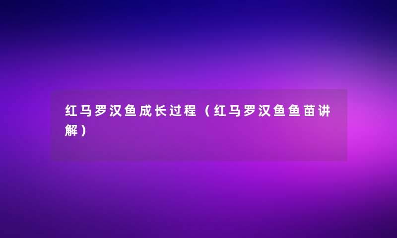 红马罗汉鱼成长过程(红马罗汉鱼鱼苗讲解) 红马罗汉鱼成长过程(红马罗汉鱼鱼苗讲解)