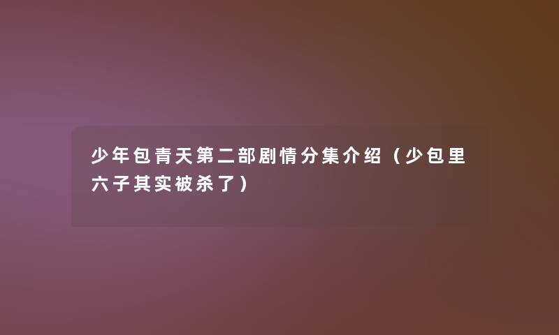 少年包青天第二部剧情分集介绍(少包里六子想说被杀了) 少年包青天第二部剧情分集介绍(少包里六子想说被杀了)