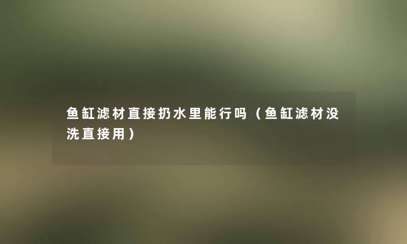 鱼缸滤材直接扔水里能行吗(鱼缸滤材没洗直接用) 鱼缸滤材直接扔水里能行吗(鱼缸滤材没洗直接用)