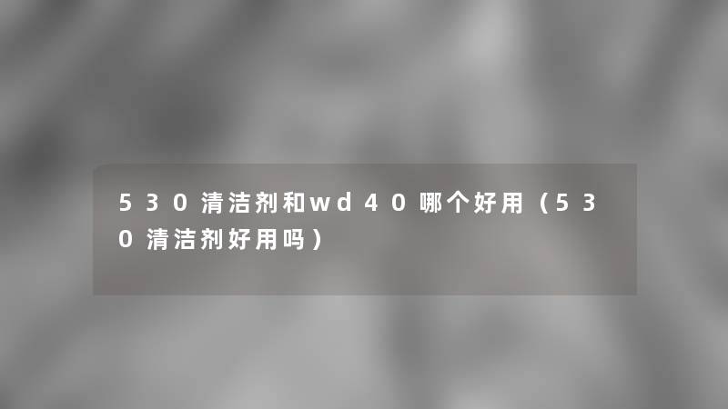 530清洁剂和wd40哪个好用(530清洁剂好用吗) 530清洁剂和wd40哪个好用(530清洁剂好用吗)