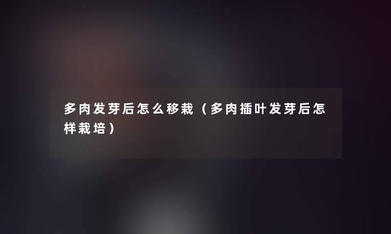 多肉发芽后怎么移栽(多肉插叶发芽后怎样栽培) 多肉发芽后怎么移栽(多肉插叶发芽后怎样栽培)