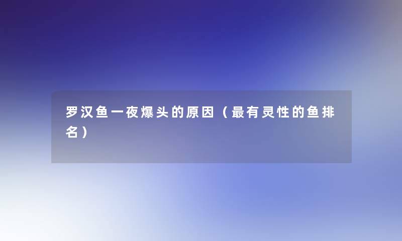 罗汉鱼一夜爆头的原因(有灵性的鱼推荐) 罗汉鱼一夜爆头的原因(有灵性的鱼推荐)