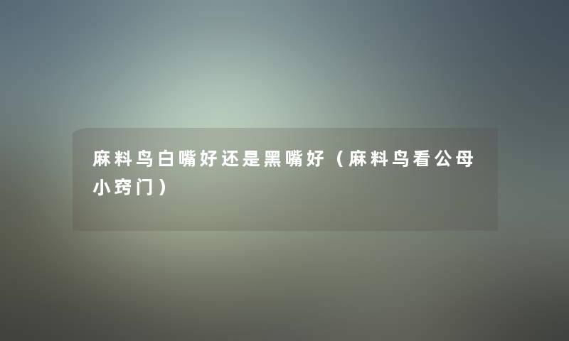 麻料鸟白嘴好还是黑嘴好(麻料鸟看公母小窍门) 麻料鸟白嘴好还是黑嘴好(麻料鸟看公母小窍门)