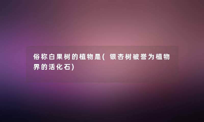 俗称白果树的植物是(银杏树被誉为植物界的活化石) 俗称白果树的植物是(银杏树被誉为植物界的活化石)