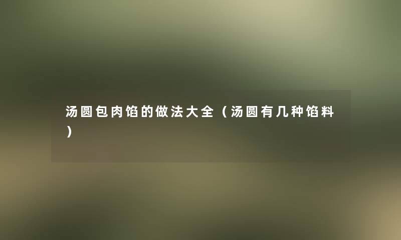 汤圆包肉馅的做法大全(汤圆有几种馅料) 汤圆包肉馅的做法大全(汤圆有几种馅料)