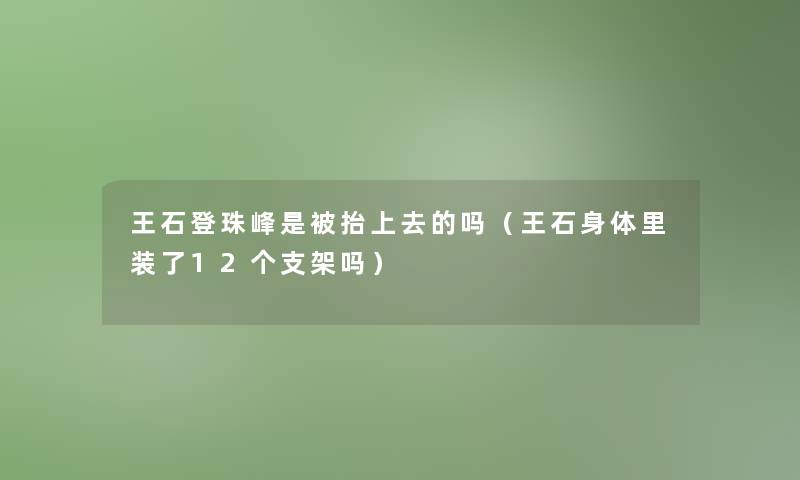 王石登珠峰是被抬上去的吗(王石身体里装了12个支架吗) 王石登珠峰是被抬上去的吗(王石身体里装了12个支架吗)