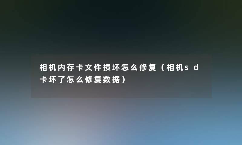 相机内存卡文件损坏怎么修复(相机sd卡坏了怎么修复数据) 相机内存卡文件损坏怎么修复(相机sd卡坏了怎么修复数据)