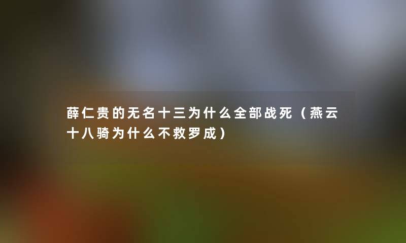 薛仁贵的无名十三为什么整理的战死(燕云十八骑为什么不救罗成) 薛仁贵的无名十三为什么整理的战死(燕云十八骑为什么不救罗成)