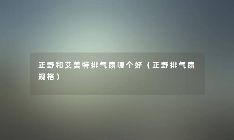 正野和艾美特排气扇哪个好(正野排气扇规格) 正野和艾美特排气扇哪个好(正野排气扇规格)