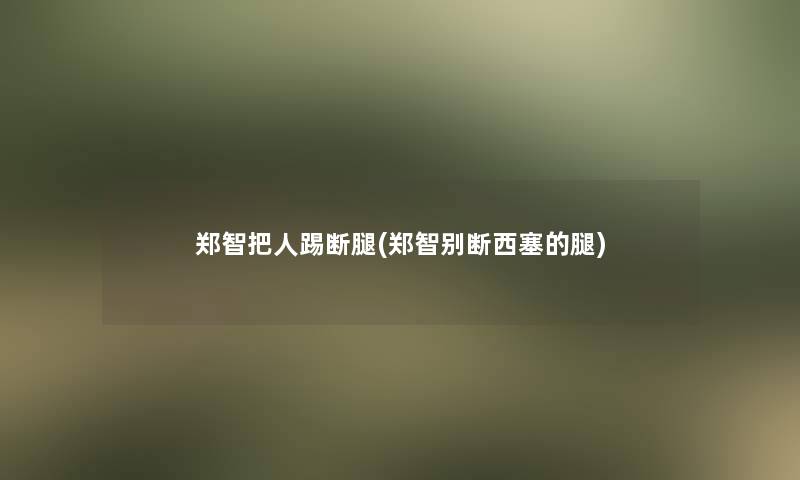 郑智把人踢断腿(郑智别断西塞的腿) 郑智把人踢断腿(郑智别断西塞的腿)